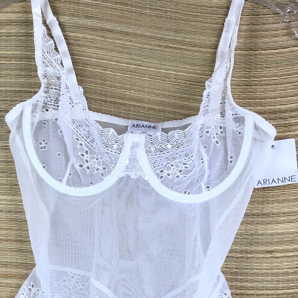 ARIANNE LINGERIE NWT CATHERINE COLLECTION SOFT CUP BODYSUIT IN WHITE Size M / L - Picture 9 of 11